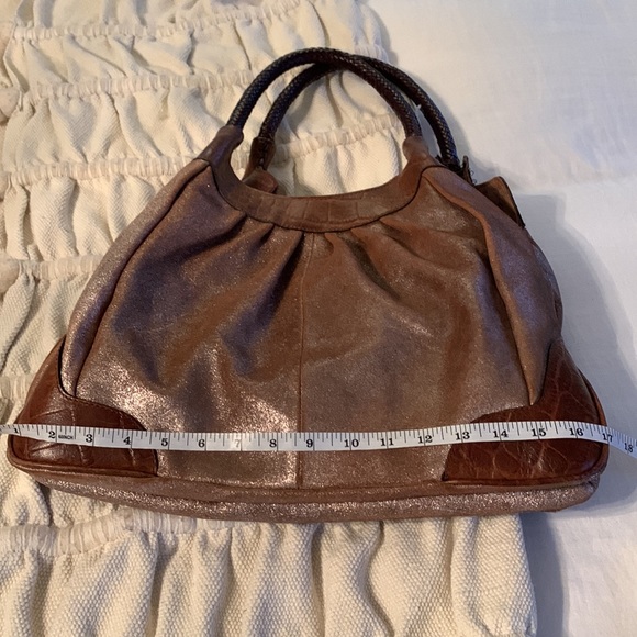 TANO anthropologie brown and Metallic vegan leather bag extra large - Picture 4 of 13